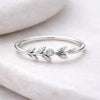 Sterling Silver Olive Leaf Ring | CZ Nature Band