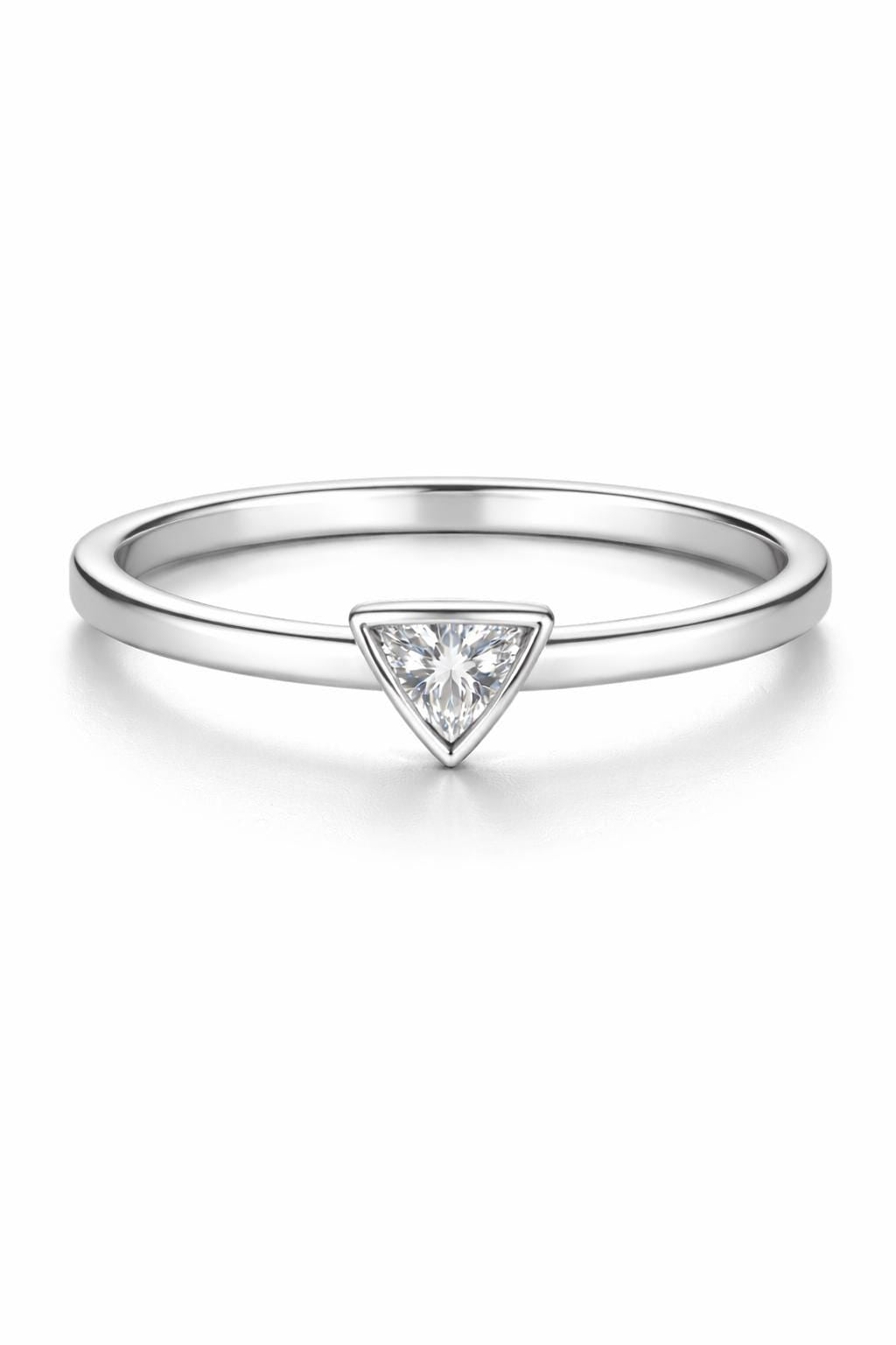 Dainty Sterling Silver Triangle Ring | Minimalist CZ Jewelry