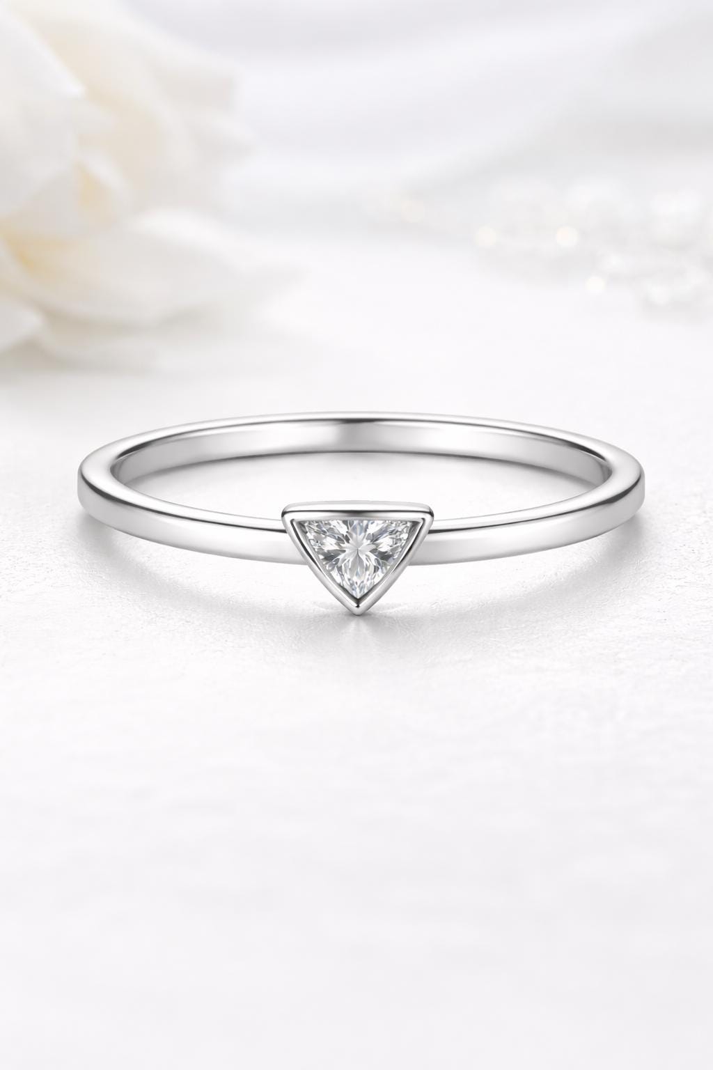 Dainty Sterling Silver Triangle Ring | Minimalist CZ Jewelry