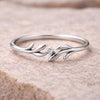 Sterling Silver Olive Leaf Ring | Dainty CZ Wrap Band