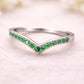 Green CZ Chevron Ring 925 Silver | V Shape Ring | Minimal Wedding Band | Stacking