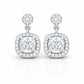 CZ Halo Drop Earrings 925 Silver | Cushion Cut Dangle | Bridal Earrings | Gift for Her