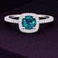 London Blue Topaz Ring 925 Silver | Cushion Halo Ring  | Promise Gift for Her