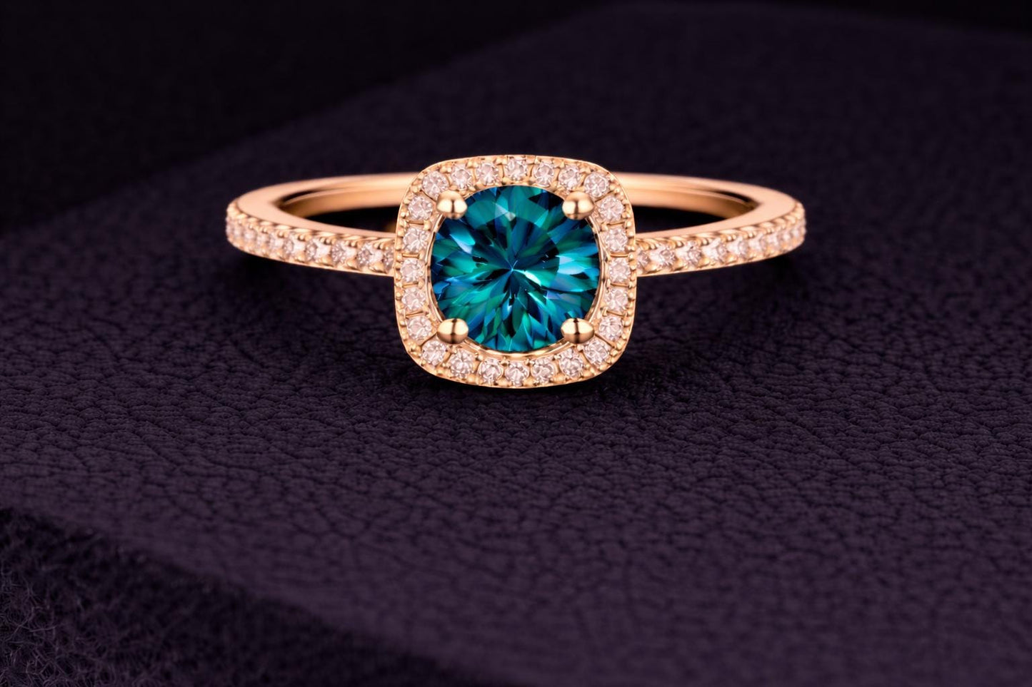 London Blue Topaz Ring 925 Silver | Cushion Halo Ring  | Promise Gift for Her