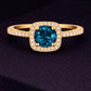 London Blue Topaz Ring 925 Silver | Cushion Halo Ring  | Promise Gift for Her
