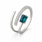 Emerald Cut London Blue Topaz Ring | Sterling Silver Open Bypass Design