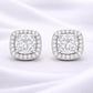 CZ Stud Earrings 925 Silver | Cushion Halo Earrings | Minimal Diamond Look Studs |