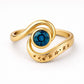 London Blue Topaz Celestial Ring: Sterling Silver Spiral Star Band
