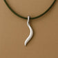 925 Silver Wavy Pendant Necklace | Sterling Silver Minimal Charm | Modern Abstract Unisex Jewelry