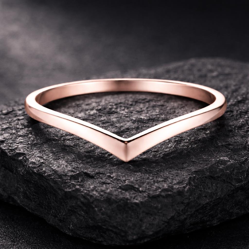 Chevron Ring 925 Silver | Minimal V Shape Band | Stacking Wedding | Modern Promise Ring