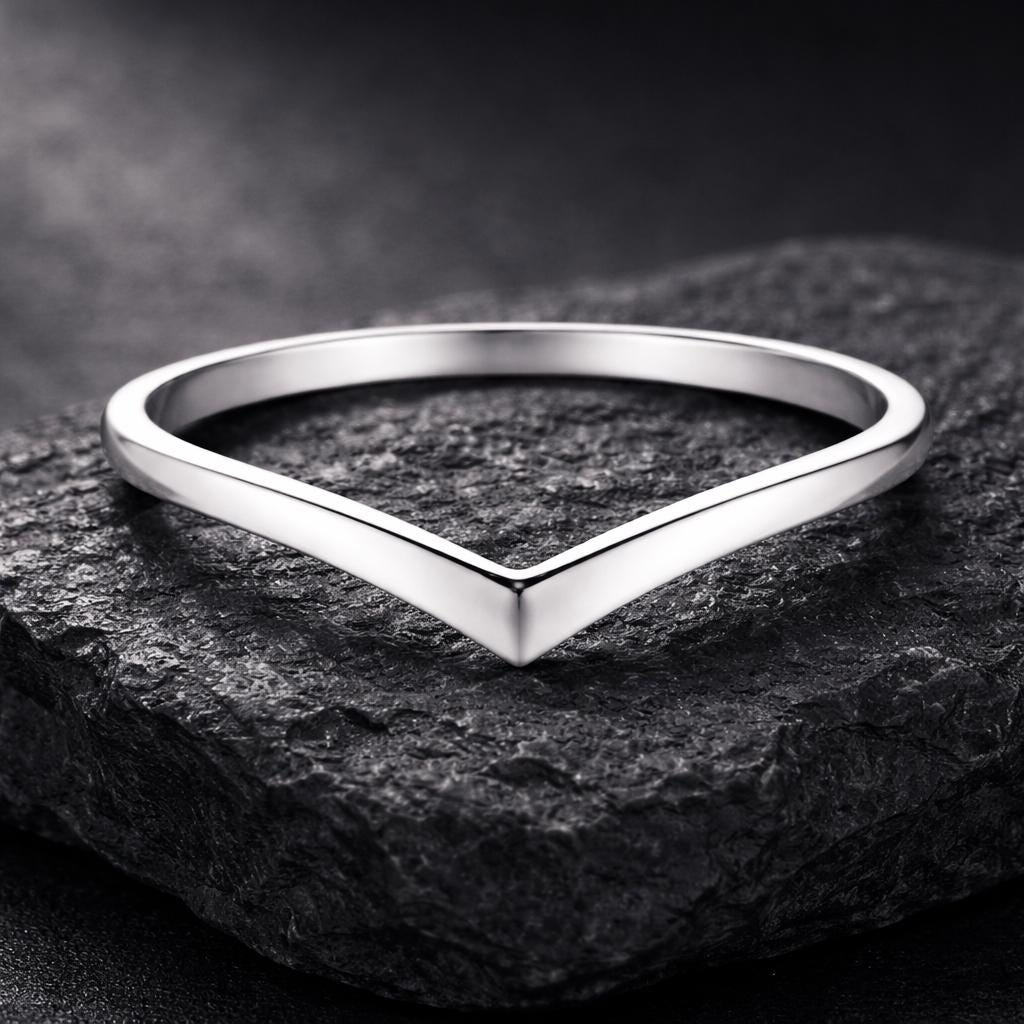 Chevron Ring 925 Silver | Minimal V Shape Band | Stacking Wedding | Modern Promise Ring