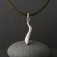 Minimal Abstract Silver Pendant Necklace | 925 Sterling Silver Modern Curve Charm | Dainty Handmade