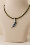 London Topaz Silver Pendant Necklace | 925 Sterling Silver Blue Stone Curve Charm | Minimal