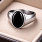 Black Onyx 925 Silver | Oval Signet | Men Women Minimal Ring | Sterling Silver Jewelry