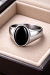 Black Onyx 925 Silver | Oval Signet | Men Women Minimal Ring | Sterling Silver Jewelry