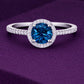London Blue Topaz 925 Silver | Halo Engagement Ring | Round Gemstone | Sterling Silver Jewelry