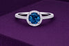 London Blue Topaz 925 Silver | Halo Engagement Ring | Round Gemstone | Sterling Silver Jewelry