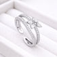 Handmade Sterling Silver CZ Open Ring | Adjustable Minimalist Band