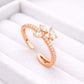 CZ Leaf Ring | Sterling Silver Adjustable Open Band