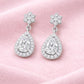 CZ Drop Earrings | Pear Halo Dangle | Cubic Zirconia Bridal Earrings | Sterling Silver Jewelry