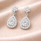 CZ Drop Earrings | Pear Halo Dangle | Cubic Zirconia Bridal Earrings | Sterling Silver Jewelry