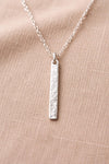 Hammered Bar Necklace 925 Silver | Minimal Silver Pendant | Everyday jewelry
