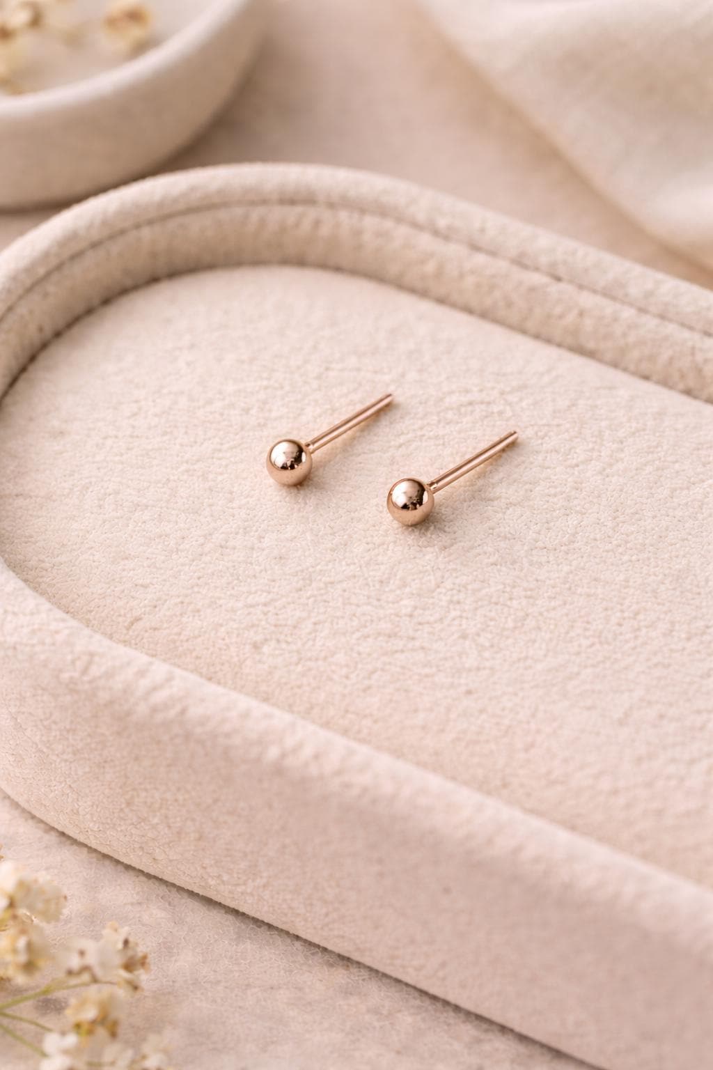 Minimal Silver Ball Stud Earrings | 925 Sterling Silver Tiny Dot Studs | Dainty Everyday Jewelry