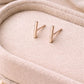 Minimal Silver Bar Stud Earrings | 925 Sterling Silver Vertical Studs | Modern Dainty Everyday Jewelry