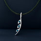 London Blue Topaz Necklace 925 Silver | Curved Pendant Necklace | Minimal Stone Jewelry