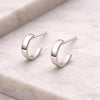 Minimal Silver Huggie 925 | Small C Hoop Studs | Sterling Silver Everyday Earrings