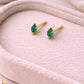 Green CZ Stud Earrings | 925 Sterling Silver Marquise Studs | Minimal Dainty Emerald Look Jewelry