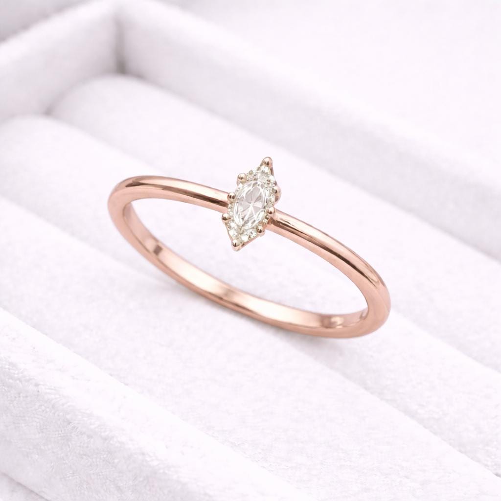 Marquise CZ Ring | 925 Sterling Silver Solitaire Ring | Minimal Dainty Engagement