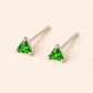 Green CZ Stud 925 Silver | Triangle Studs | Minimal Silver Earrings