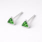 Green CZ Triangle Studs 925 Silver | Minimal Geometric | Sterling Silver Stud Earrings