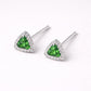 Green CZ Triangle Studs 925 Silver | Halo Stud | Minimal Silver Earring