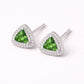 Green CZ Triangle Stud Earrings 925 Silver | Halo Studs | Minimal Earrings