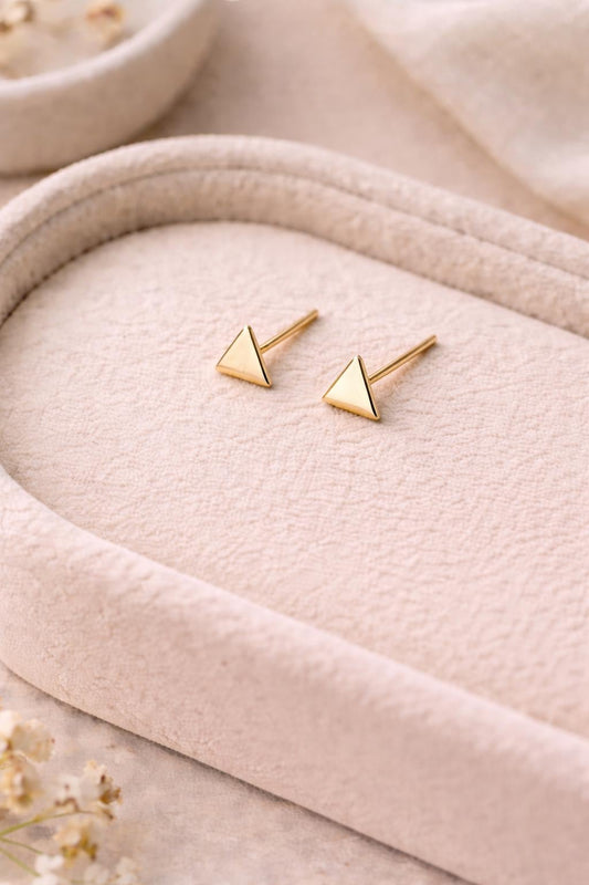 Triangle Silver Stud Earrings | 925 Sterling Silver Minimal Geometric Studs | Dainty Everyday Jewelry