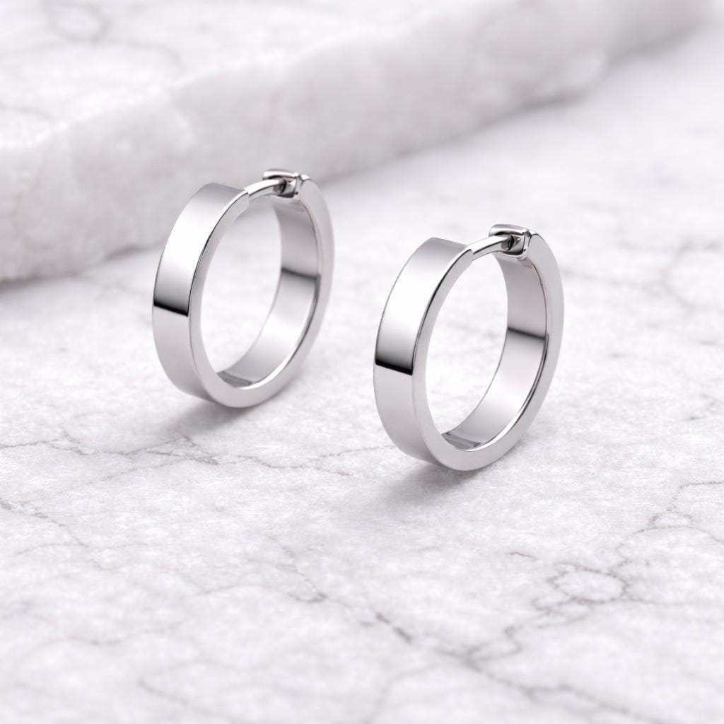 Minimal 925 Silver Hoop Earrings | Plain Polished Small Huggie Hoops | Everyday Sterling Silver