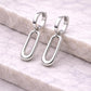 925 Silver Oval Drop Hoop Earrings | Minimal Paperclip Dangle Huggie Hoops |