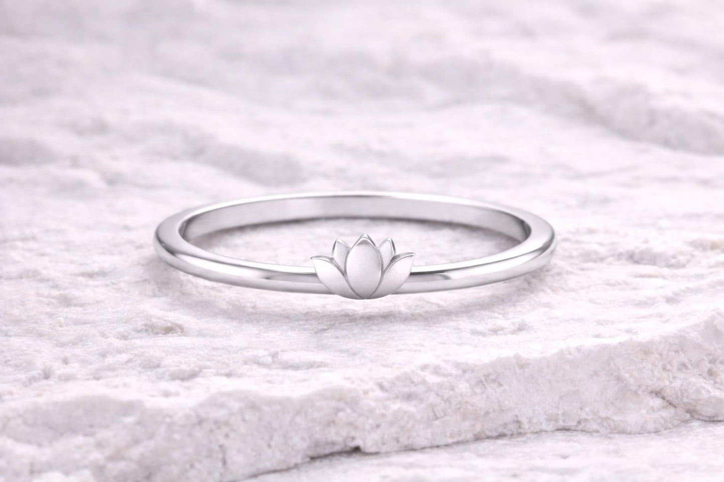 925 Silver Lotus Ring Minimal Floral Band Dainty Ring Gift for Women Spiritual Jewelry