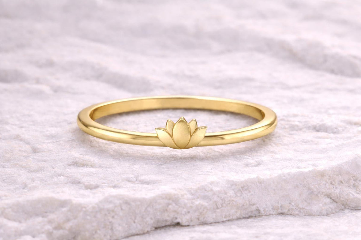 925 Silver Lotus Ring Minimal Floral Band Dainty Ring Gift for Women Spiritual Jewelry