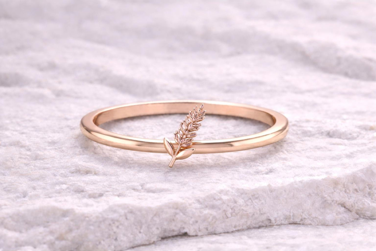 Dainty 925 Sterling Silver Lavender Ring - Minimalist Floral Band