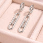 925 Silver Paperclip Drop Earrings | Minimal Link Dangle Hoop Earrings