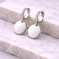 925 Silver Disc Drop Earrings | CZ Hoop Dangle | Minimal Engraving Coin Earrings