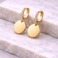 925 Silver Disc Drop Earrings | CZ Hoop Dangle | Minimal Engraving Coin Earrings