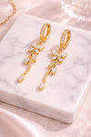 925 Silver Floral Drop Earrings | CZ Vine Dangle Hoop | Elegant Nature Silver