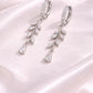 925 Silver Leaf Drop Earrings | CZ Vine Dangle Hoop | Elegant Sterling Silver Jewelry |