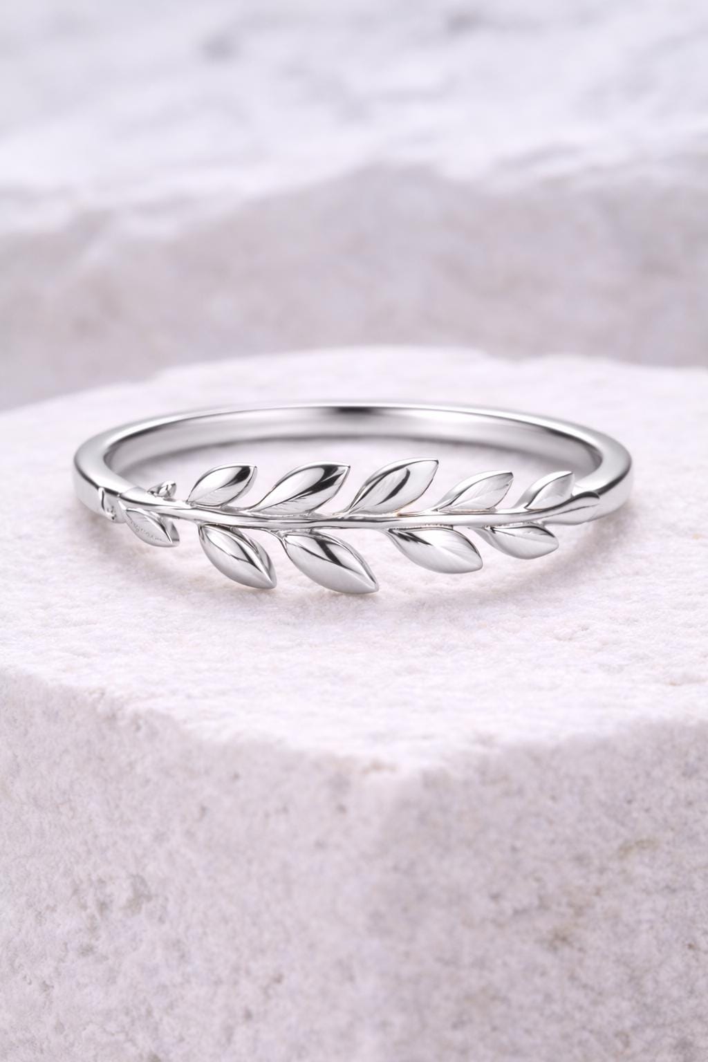 925 Silver Leaf Ring | Minimal Nature Band | Sterling Silver Botanical | Everyday Jewelry
