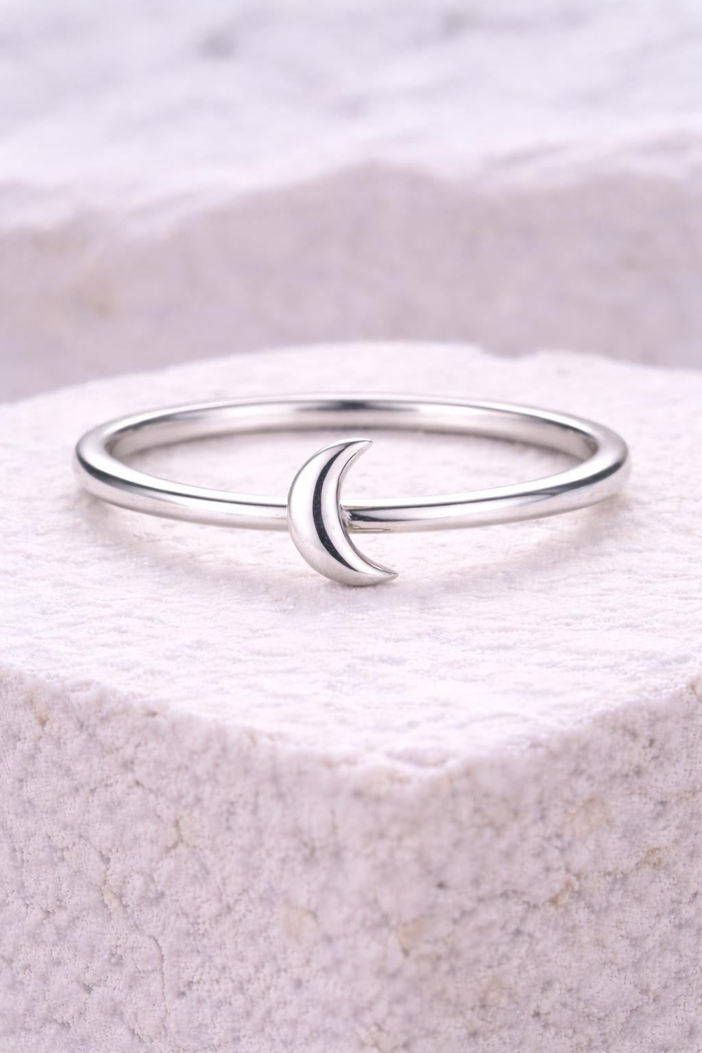 925 Silver Moon Ring | Minimal Crescent | Sterling Silver Celestial