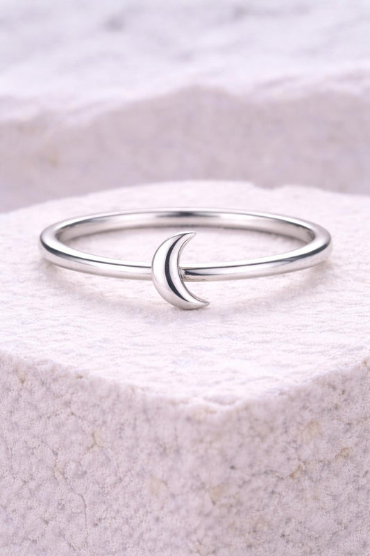 925 Silver Moon Ring | Minimal Crescent | Sterling Silver Celestial